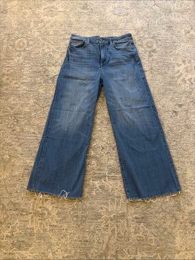 Joe's Jeans Blue Wide-Leg Frayed Hem Jeans